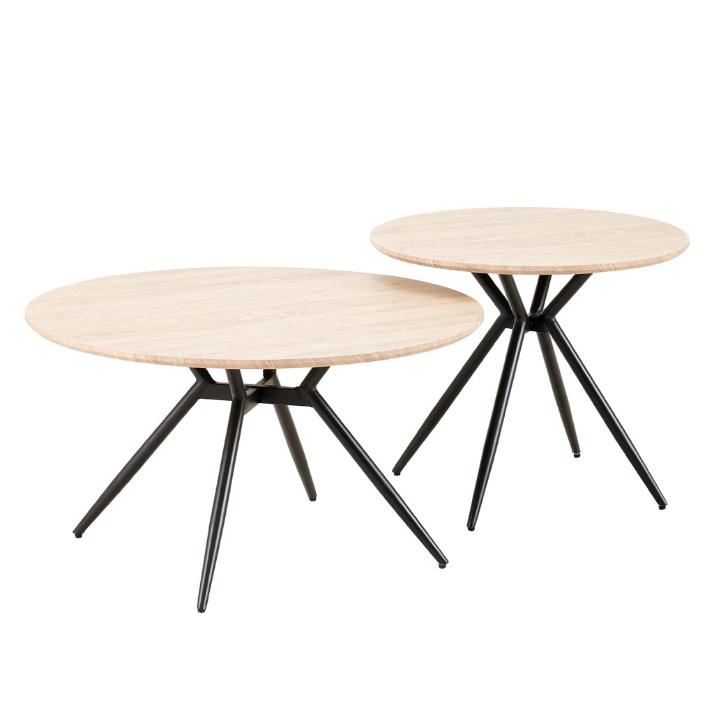 Table basse ronde Diam.80xH45cm plateau #6086 Bois clair