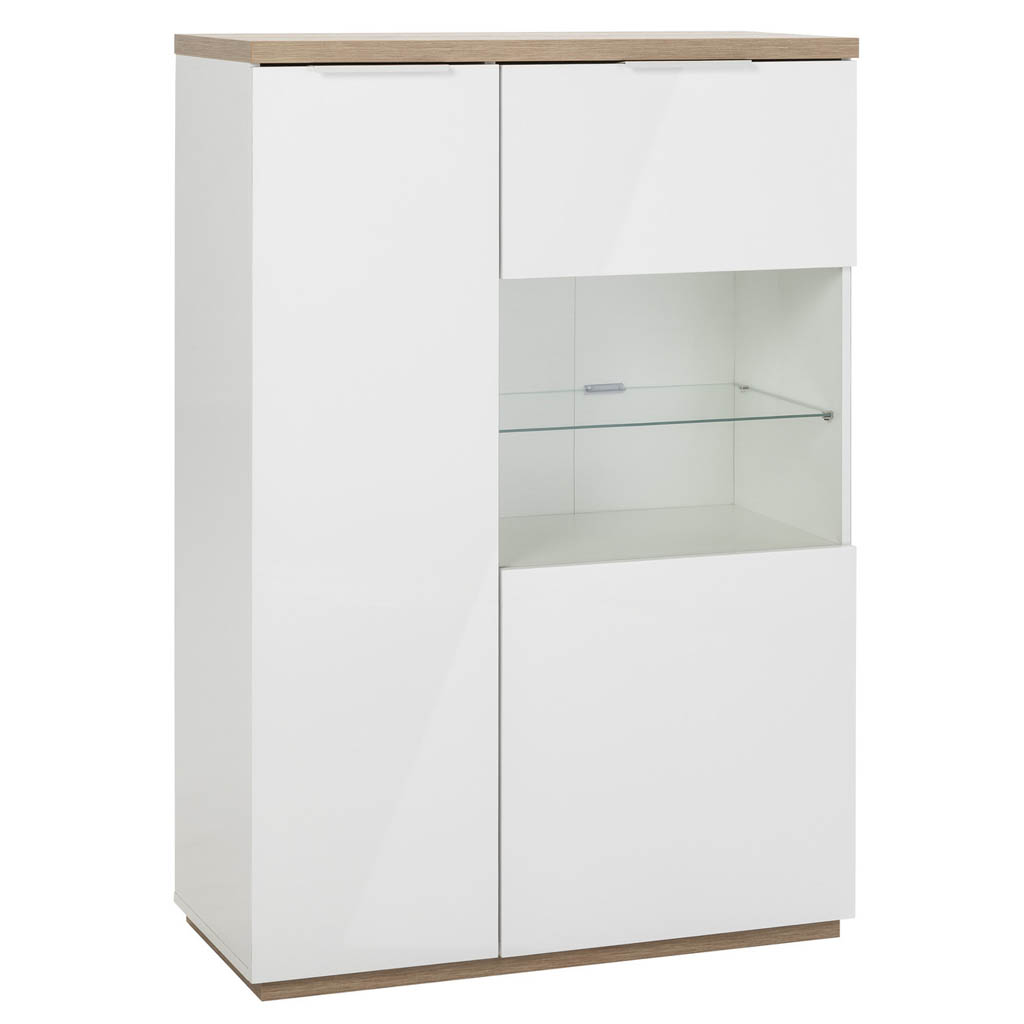 COM-BS0377K77404 Buffet MUNDI 2 portes H130xL90xP40cm vue diagonale portes fermées