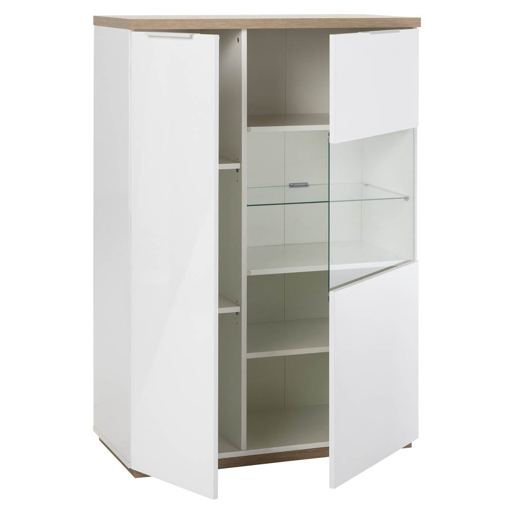 COM-BS0377K77404 Buffet MUNDI 2 portes H130xL90xP40cm vue duagobale portes ouvertes