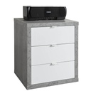 COM-CT0737K56104 Chevet PRATICO 3 tiroirs blanc extérieur gris L55xP45xH65cm vue1