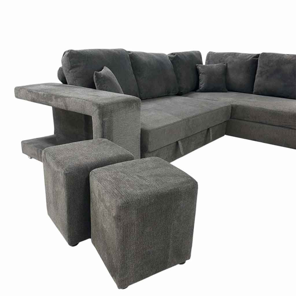 UT-KARINA-ARAGON-97-D Sofa convertible d'angle droite Gris foncé KARINA H85xL278xP218cm - Couchage H40xL220xP120cm vue2