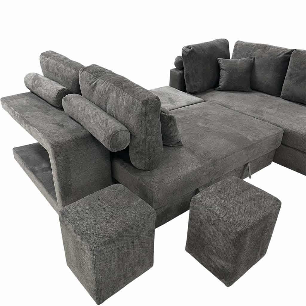 UT-KARINA-ARAGON-97-D Sofa convertible d'angle droite Gris foncé KARINA H85xL278xP218cm - Couchage H40xL220xP120cm vue4