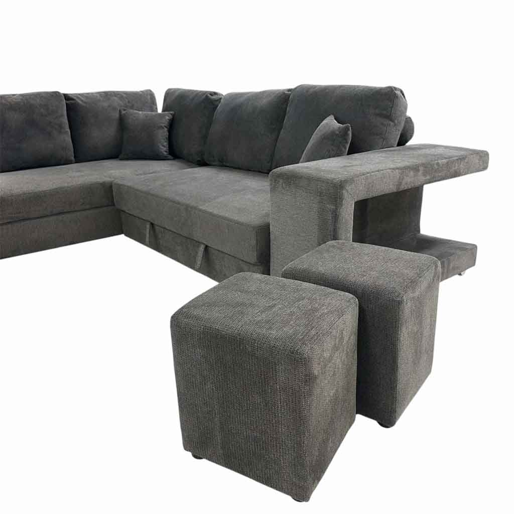 UT-KARINA-ARAGON-97-G Sofa convertible d'angle Gauche Gris foncé KARINA H85xL278xP218cm - Couchage H40xL220xP120cm vue2
