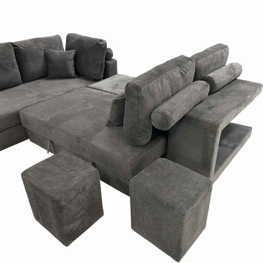 UT-KARINA-ARAGON-97-G Sofa convertible d'angle Gauche Gris foncé KARINA H85xL278xP218cm - Couchage H40xL220xP120cm vue4