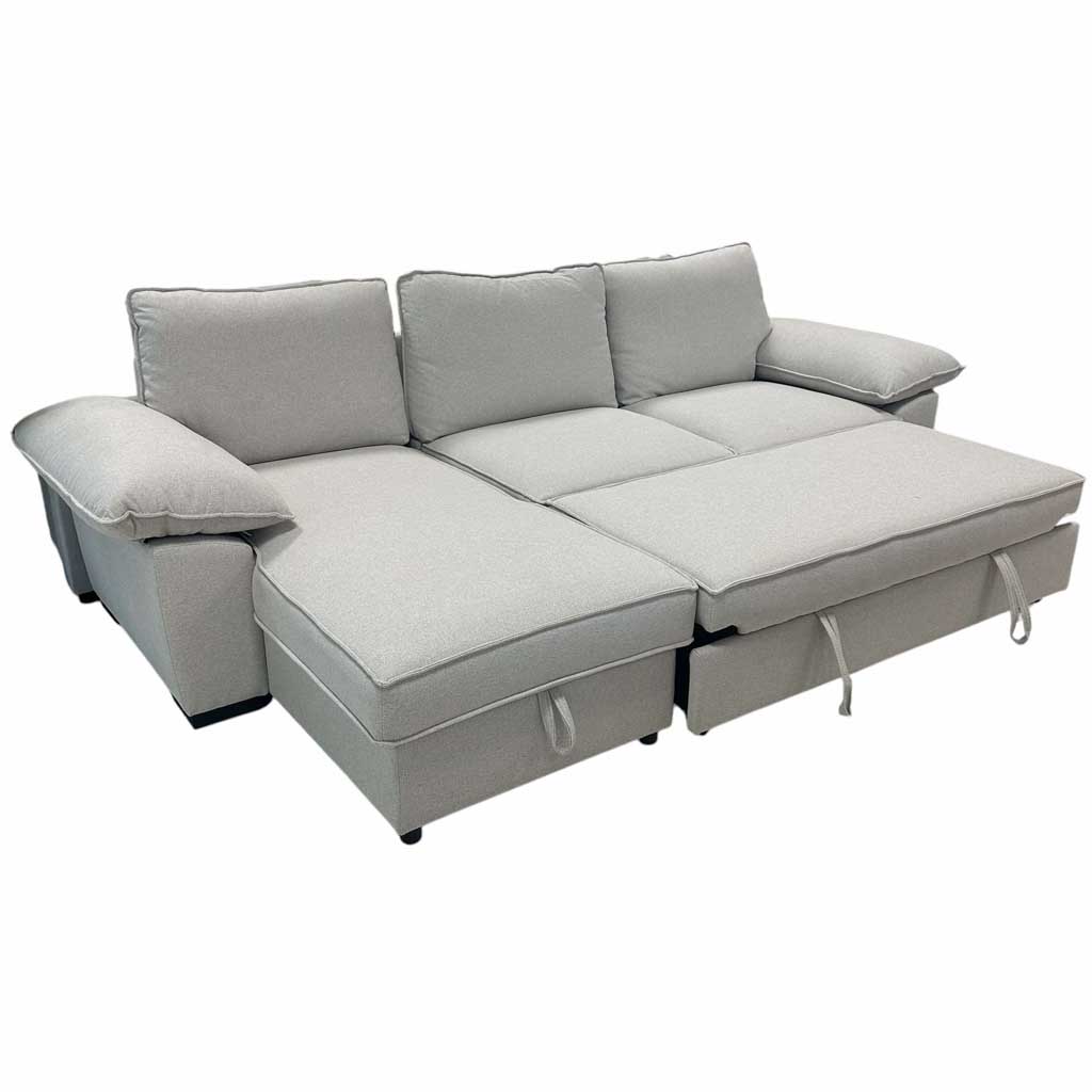UT-ANNABELLE-BARREL-04-G Sofa d'angle ANNABELLE 3P convertible avec coffre Sand Gauche H94xL285cm - H94xL165 - Couchage H45xL230xP140cm vue3