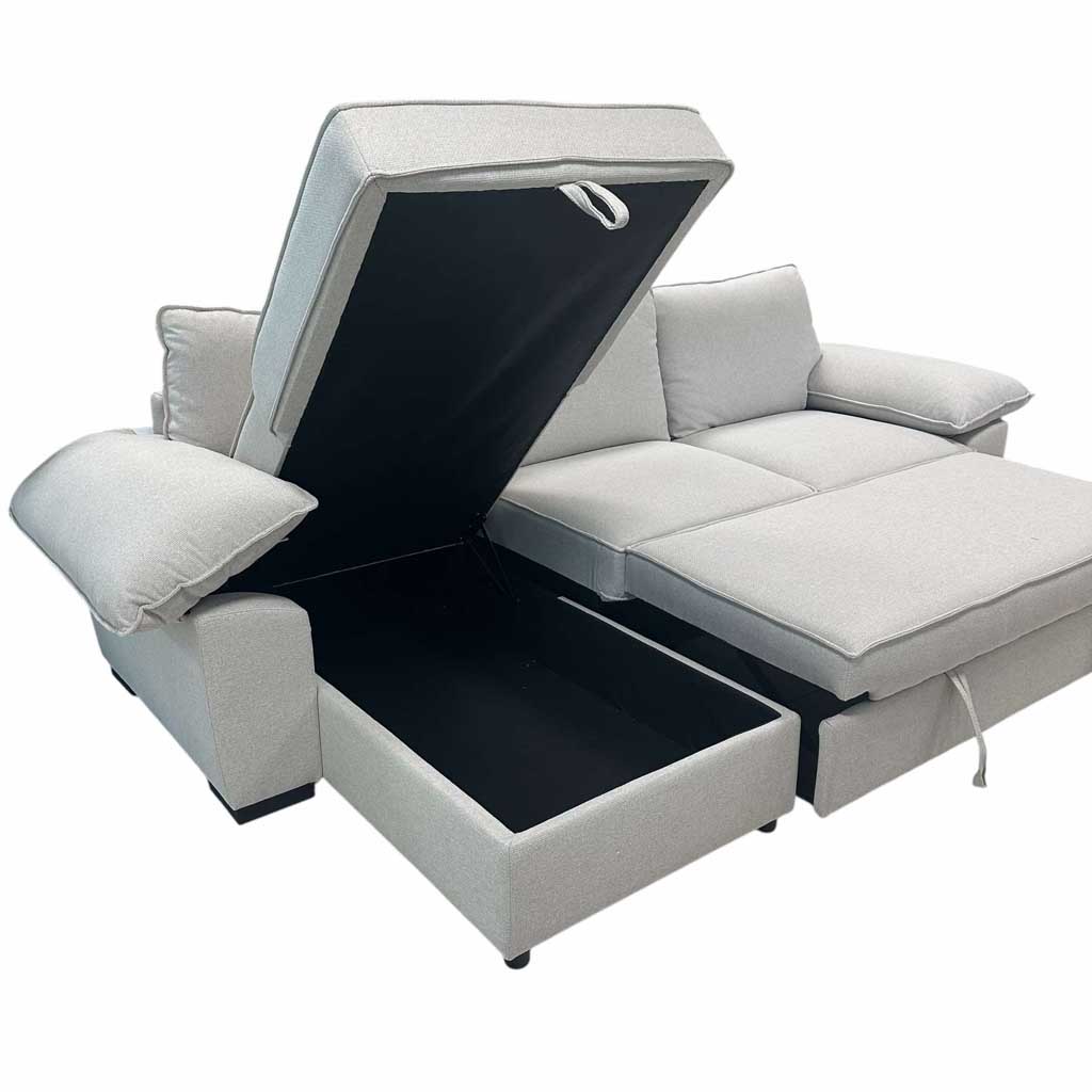 UT-ANNABELLE-BARREL-04-G Sofa d'angle ANNABELLE 3P convertible avec coffre Sand Gauche H94xL285cm - H94xL165 - Couchage H45xL230xP140cm vue4