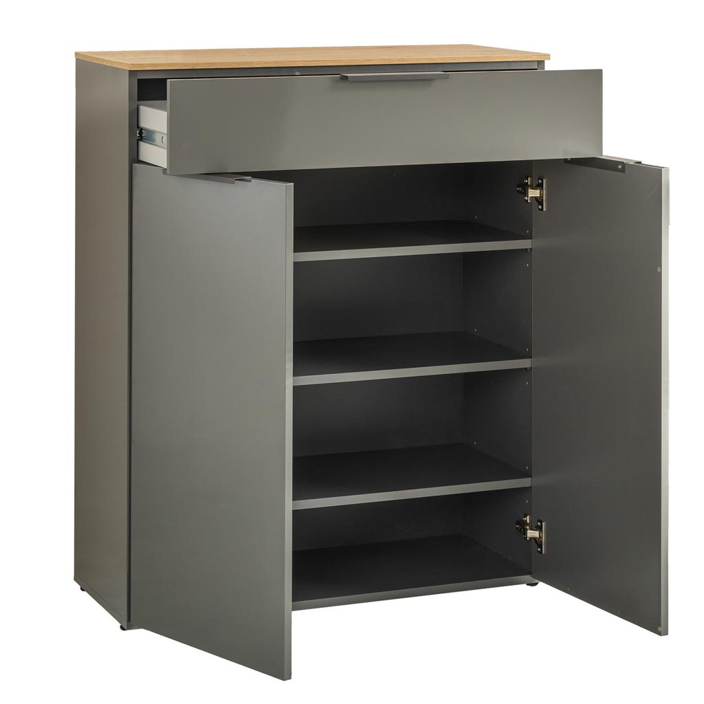 COM-BS0794K84104 Buffet 2 portes laqué gris H100,5xL82,5xP35cm vue2