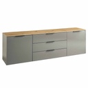 COM-TV0797K84104 Meuble TV 2 portes 3 tiroirs laqué gris H62xL200xP45cm vue2