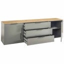 COM-TV0797K84104 Meuble TV 2 portes 3 tiroirs laqué gris H62xL200xP45cm vue3