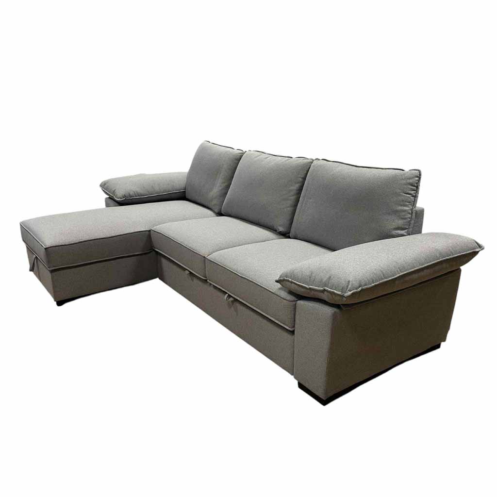 UT-ANNABELLE-BARREL-83 Sofa d'angle réversible ANNABELLE 3P convertible avec coffre Lite Grey H94xL285cm - H94xL165 - Couchage H45xL230xP140cm vue4