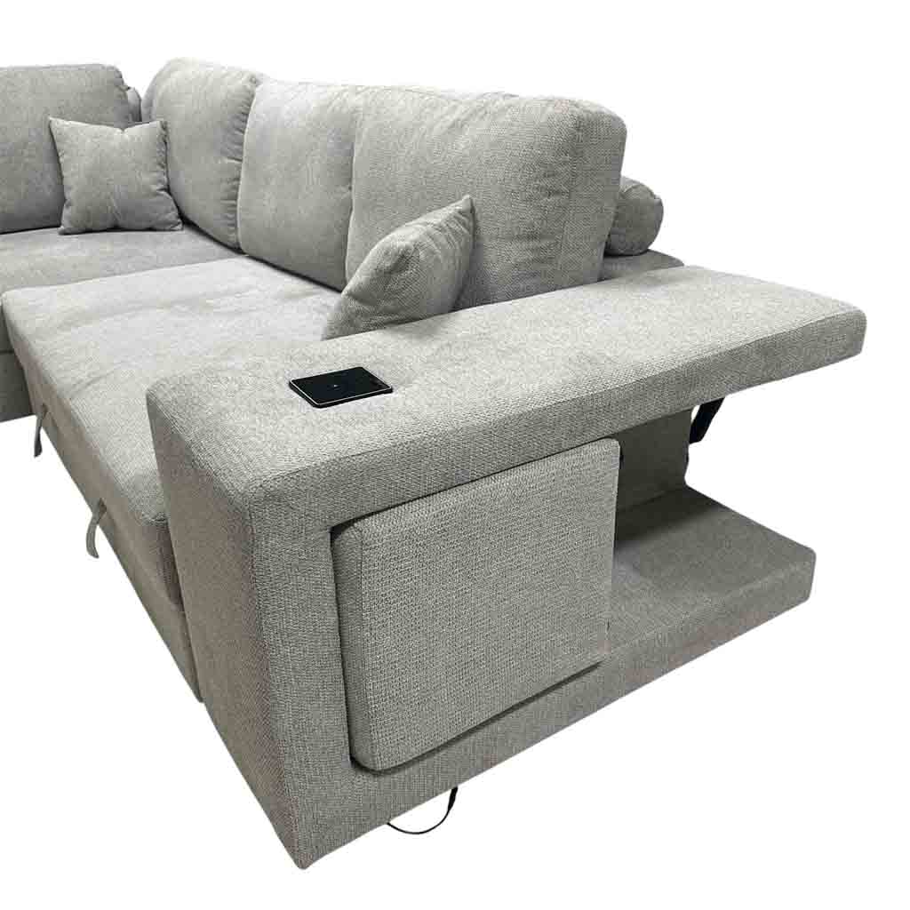 UT-KARINA-ARAGON-83LITE-G Sofa convertible d'angle gauche Gris Chiné KARINA H85xL278xP218cm - Couchage H40xL220xP120cm  vue4
