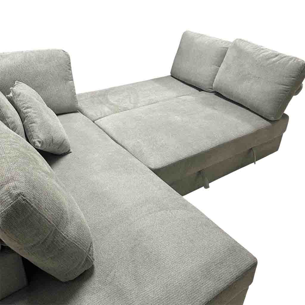 UT-KARINA-ARAGON-83LITE-G Sofa convertible d'angle gauche Gris Chiné KARINA H85xL278xP218cm - Couchage H40xL220xP120cm  vue6