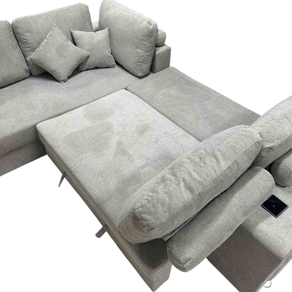 UT-KARINA-ARAGON-83LITE-G Sofa convertible d'angle gauche Gris Chiné KARINA H85xL278xP218cm - Couchage H40xL220xP120cm  vue8