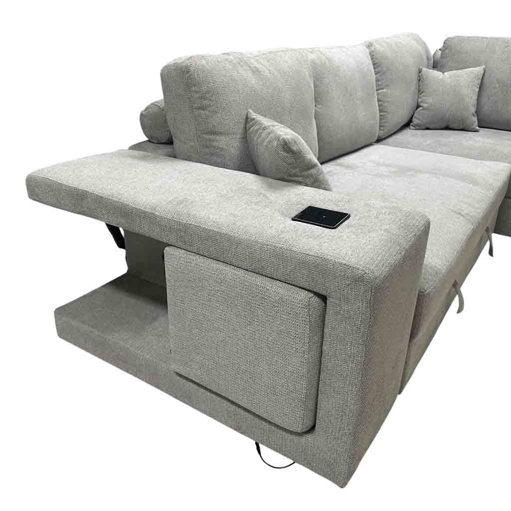 UT-KARINA-ARAGON-83LITE-D Sofa convertible d'angle droite Gris Chiné KARINA H85xL278xP218cm - Couchage H40xL220xP120cm vue4