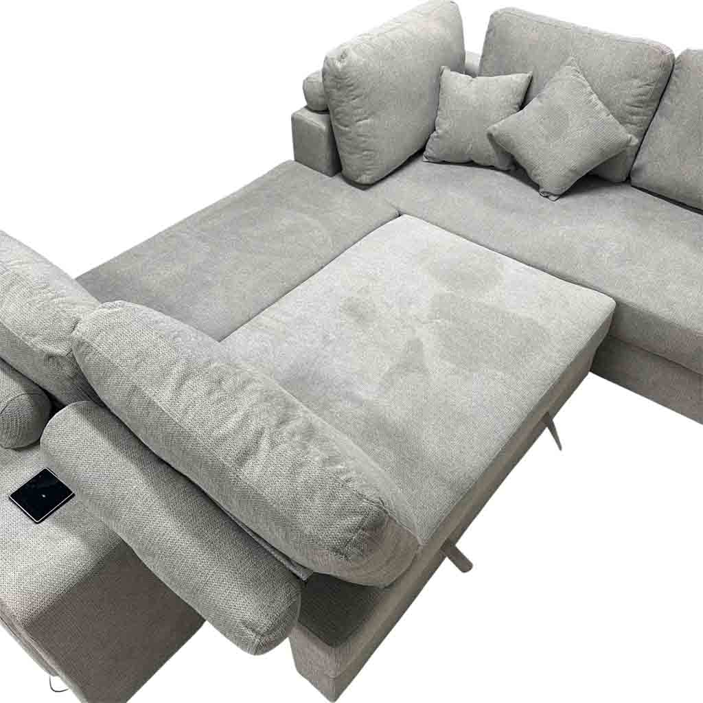 UT-KARINA-ARAGON-83LITE-D Sofa convertible d'angle droite Gris Chiné KARINA H85xL278xP218cm - Couchage H40xL220xP120cm vue8