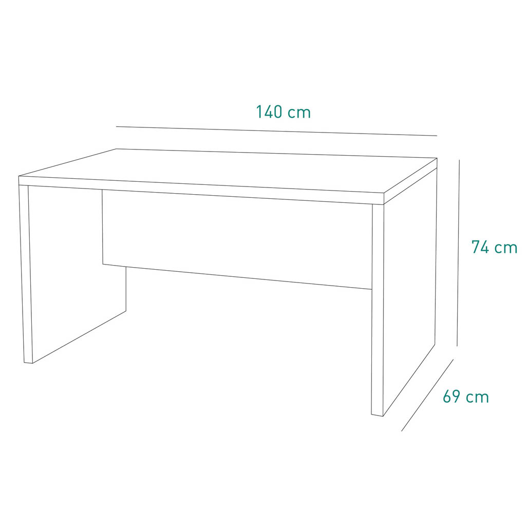 COM-SR0734K56204 Bureau PRATICO H74xL140xP69cm vue de plan