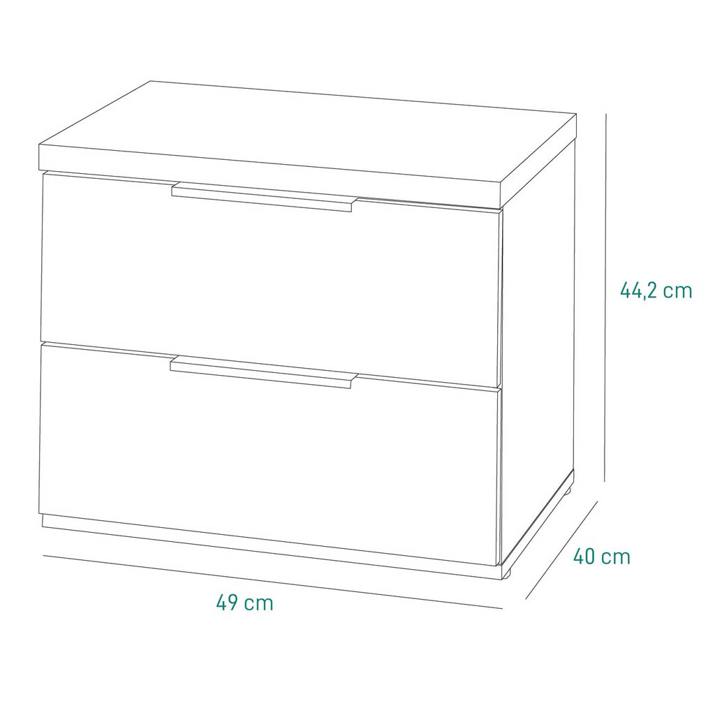 COM-CT0363K77404 Chevet MUNDI 2 tiroirs H44xL49xP40cm vue plan
