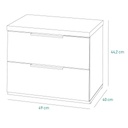 COM-CT0363K77404 Chevet MUNDI 2 tiroirs H44xL49xP40cm vue plan