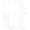 Armoire MIPIACE 3 portes 2 tiroirs L152xP64xH218cm