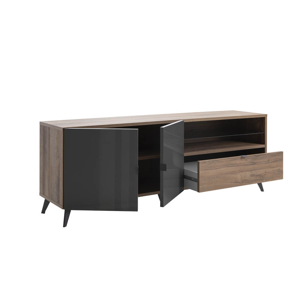 COM-BS0800K84404 Meuble TV INFINITO 2 portes 1 tiroir H65xL180xP43cm vue2