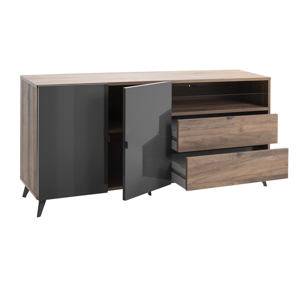 COM-BS0802K84404  Buffet INFINITO 2 portes 2 tiroirs H85xL180xP43cm vue3