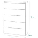COM-CT0366K77404 Commode MUNDI 5 tiroirs H103xL69xP45cm vue plan