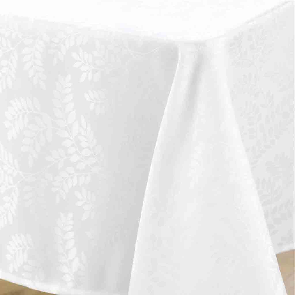 Nappe rectangle 140x240cm Jacquard Doriane blanc - 2