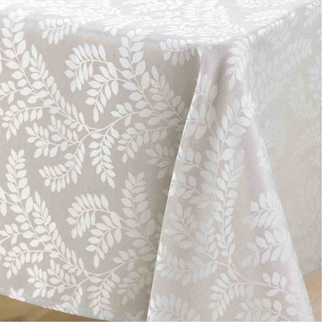 Nappe rectangle 140x240cm Jacquard Doriane taupe - 2