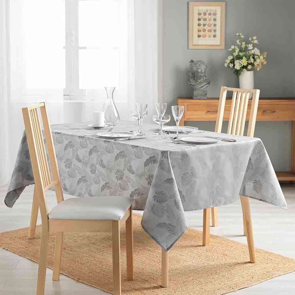 Nappe rectangle 140x250cm Jacquard enduit Enola gris-3