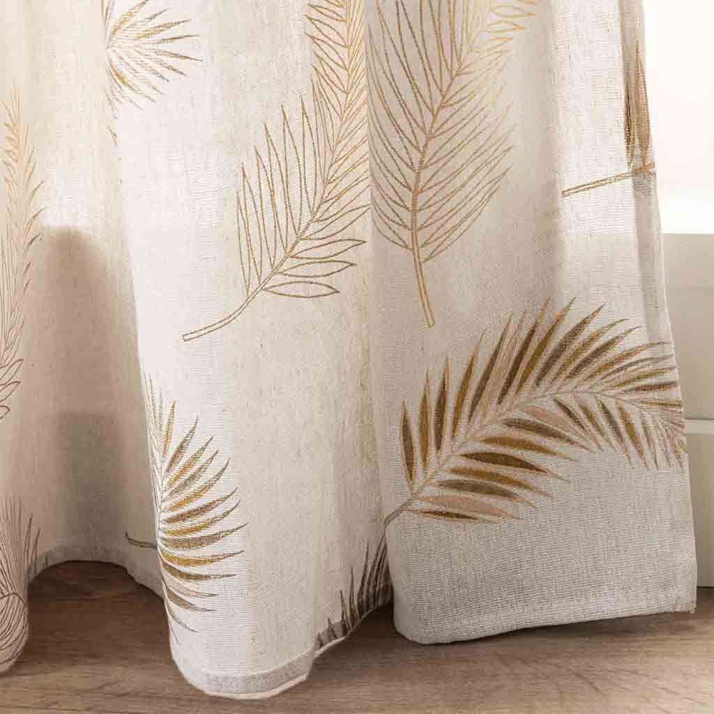 Rideau à oeillets 140x240cm polycoton imprimé Métallise Isadora ocre-3