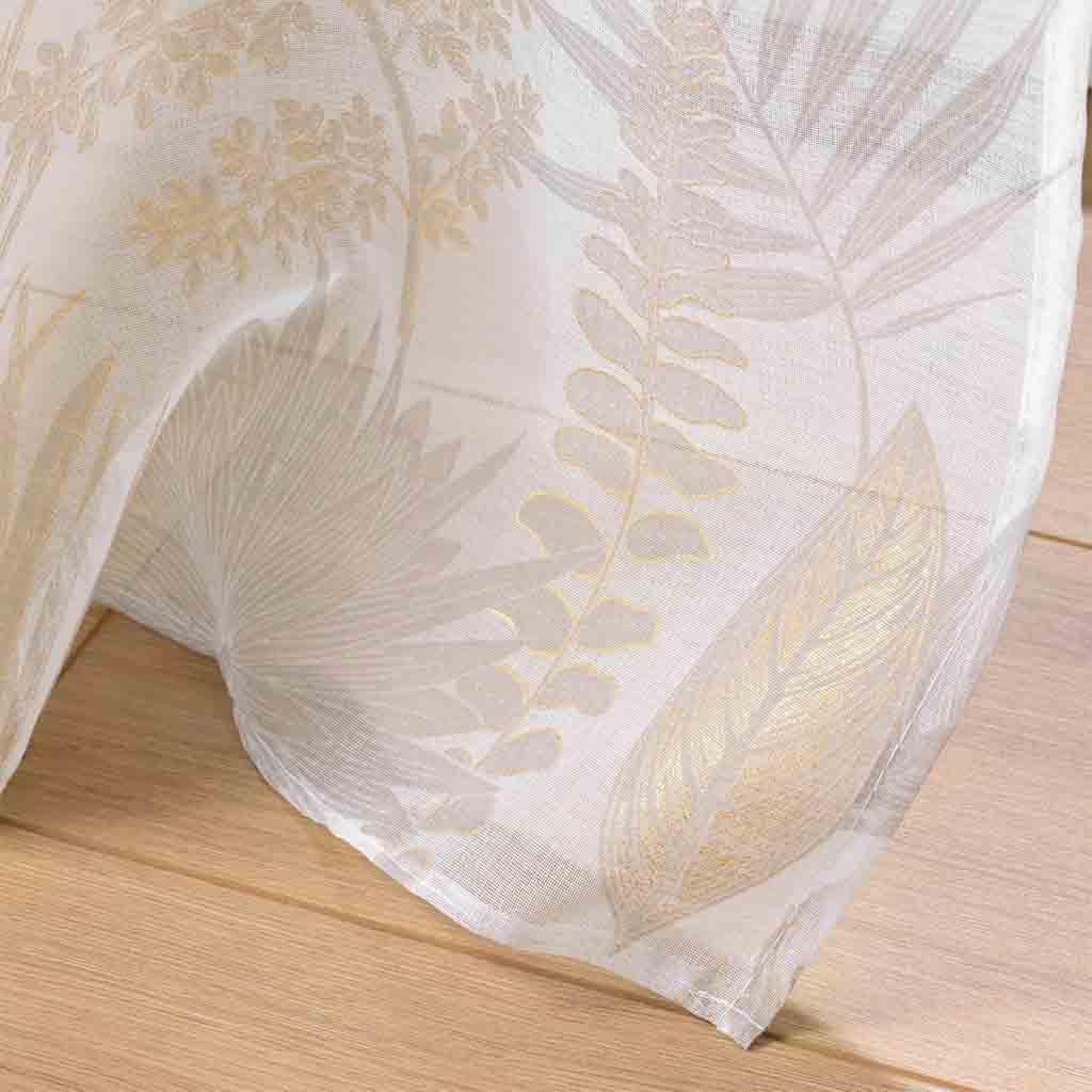 Rideau à oeillets 140x240cm voile sable imprime Métallise Melisse-3