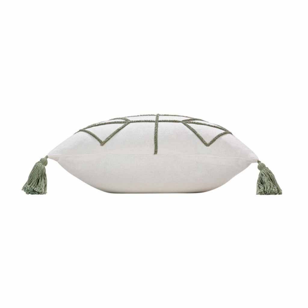 Housse coussin pompons + encart 40x40cm uni  + fantaisie Soho-2