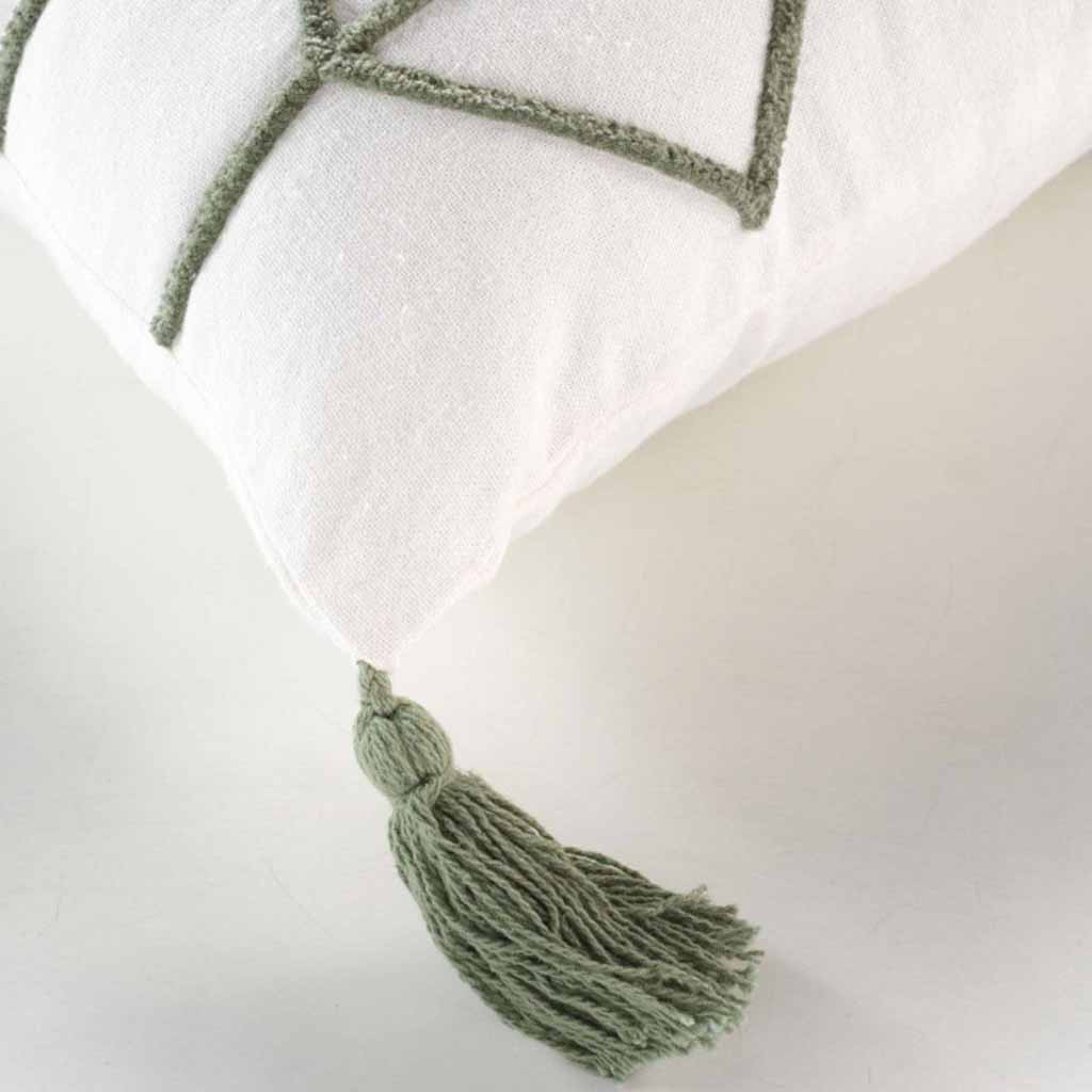 Housse coussin pompons + encart 40x40cm uni  + fantaisie Soho-3