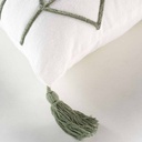 Housse coussin pompons + encart 40x40cm uni  + fantaisie Soho-3
