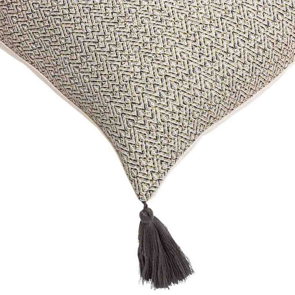 Coussin déhoussable compressé pompons 45x45cm coton/polyester + fils metal Manolo-3