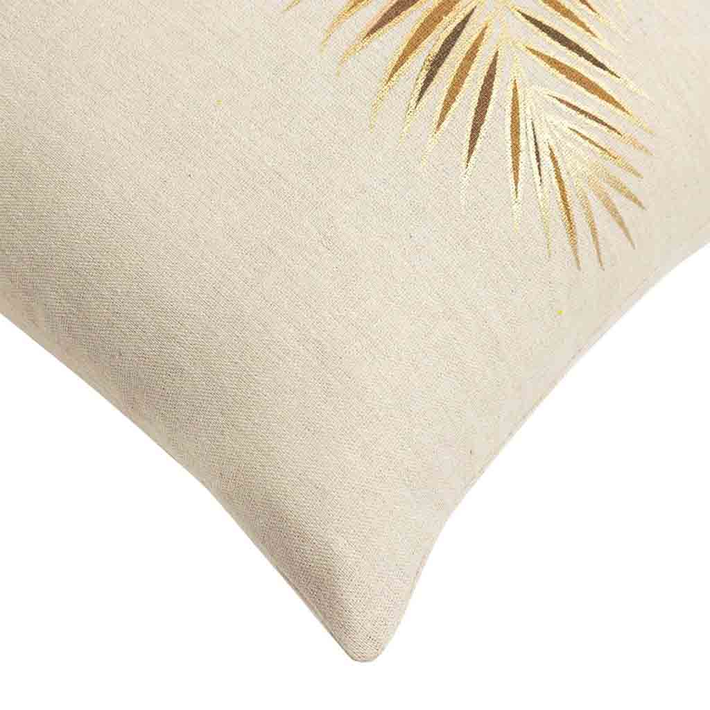 Coussin déhoussable compressé 45x45cm polycoton imprimé métallise Isadora ocre des places-3