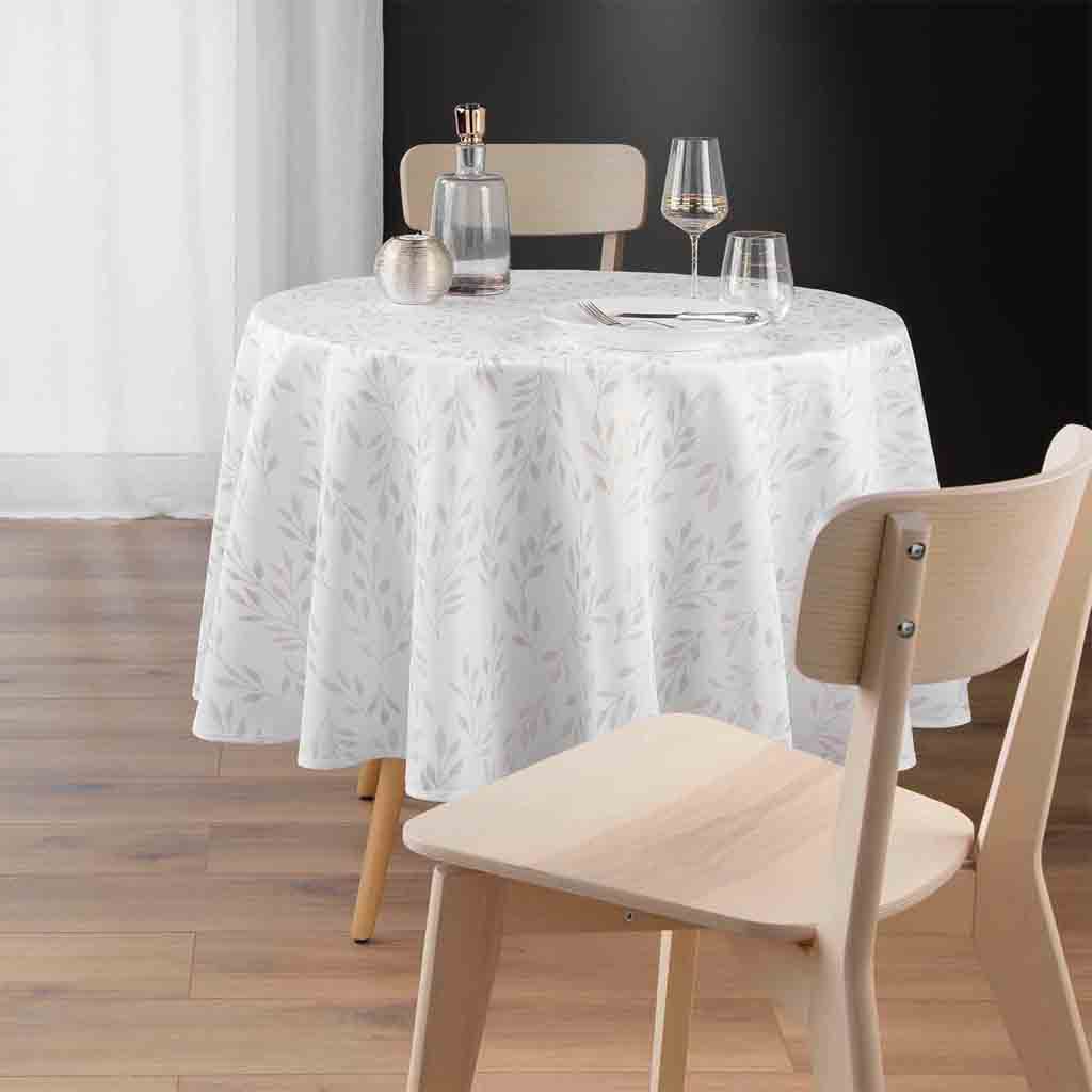 Nappe ronde diam:180cm polyester imprime metallise Lonigold-3