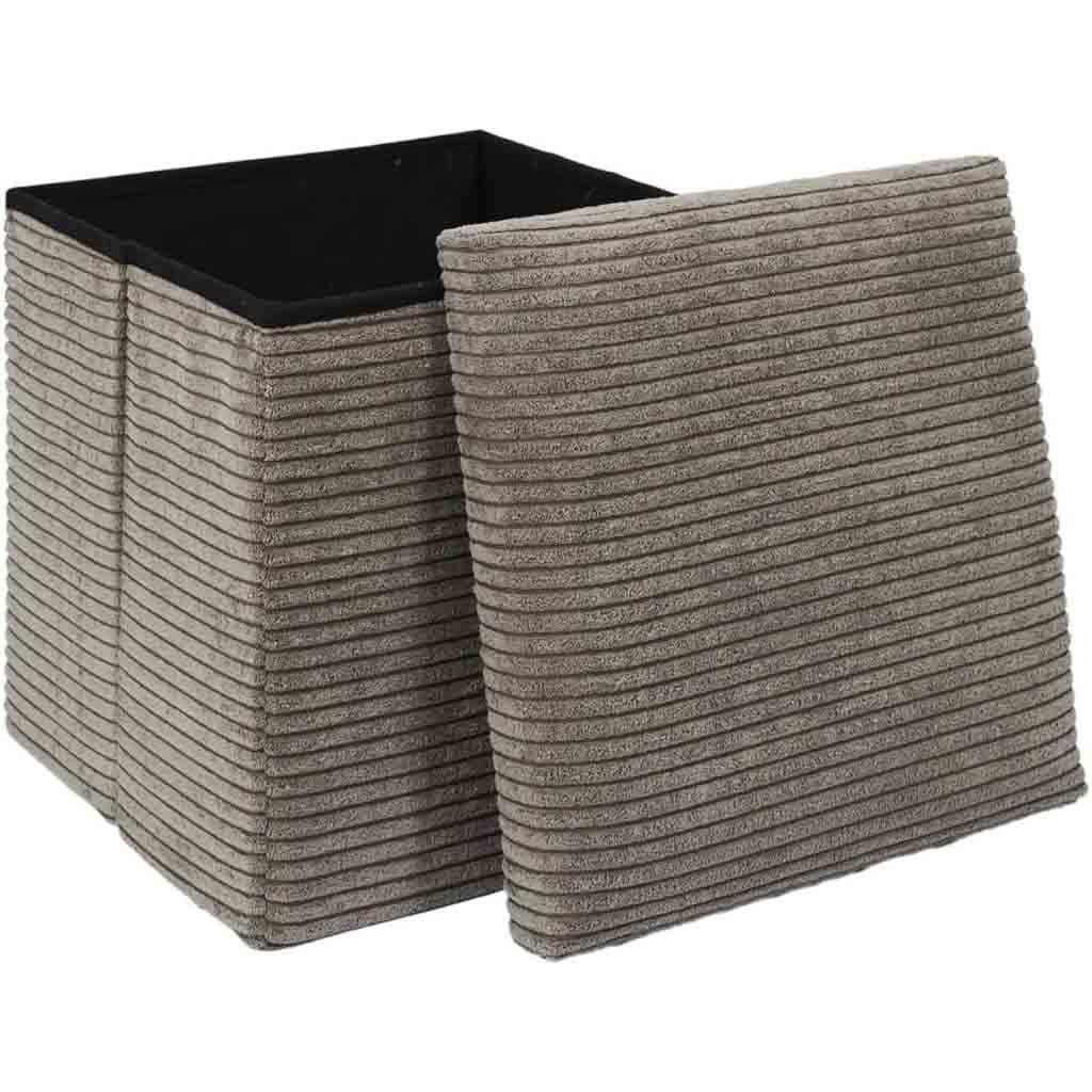 Coffre pouf pliable cotele Scott taupe M4-2
