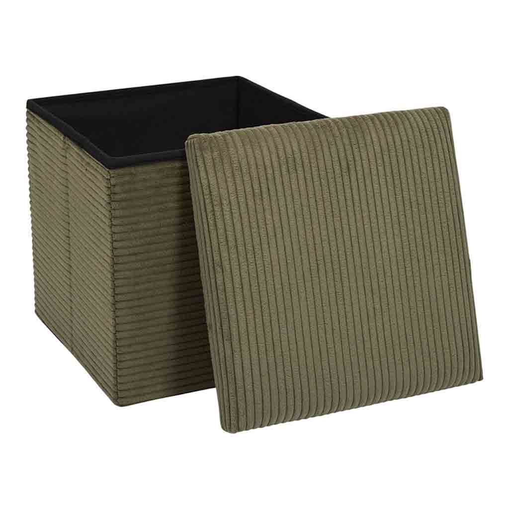 Coffre pouf pliable cotele Scott vert M4-2