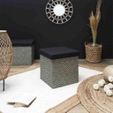 Coffre pouf pliable tresse noir
