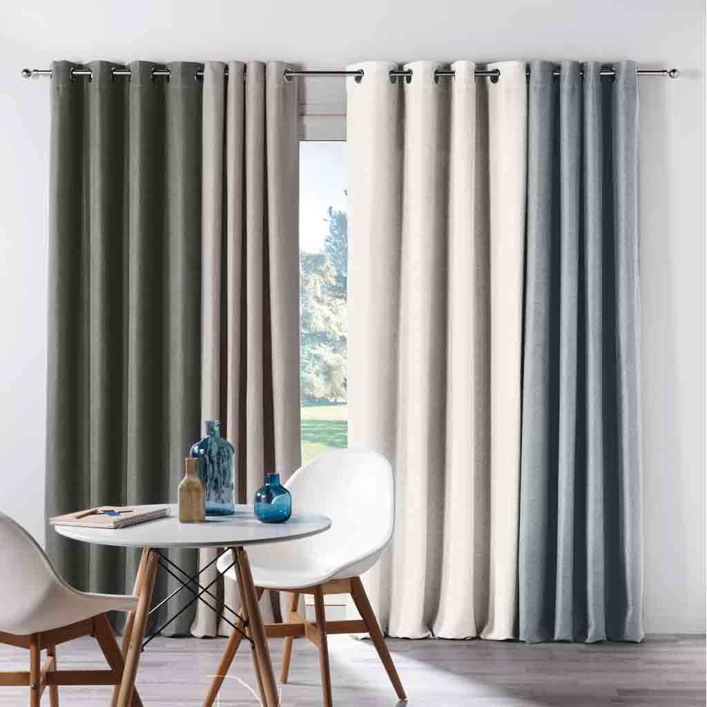 Rideau à œillets 135x180cm occultant Chambray uni Chinea blanc 