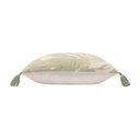 Coussin déhoussable compresse pompons 45x45cm polycoton imprime metallise Alanis