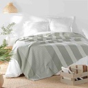 Couvre lit 2P 240x260cm coton/polyester tisse Adele sauge