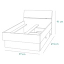 COM-LT5522K64904 Lit GLOBO 90x200 avec 1 tiroir laqué blanc - H91xL98xP215cm vue plan