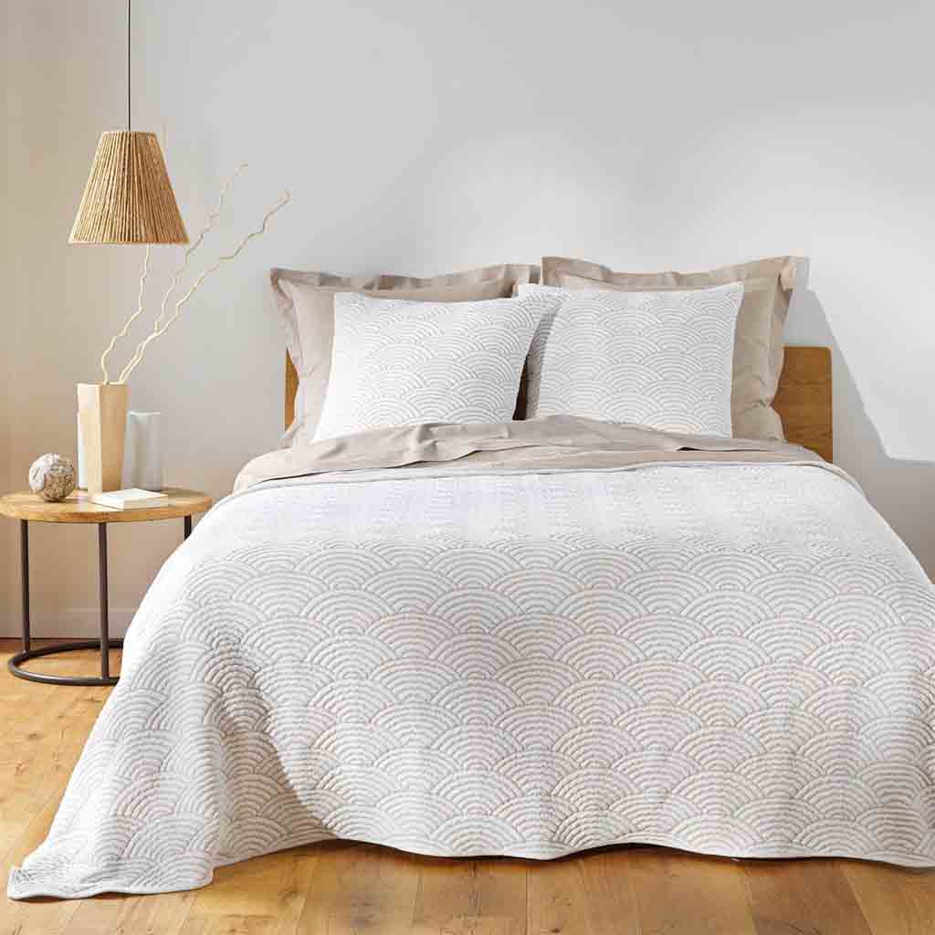 Couvre lit 2P matelas 220x240cm + 2 housse de coussin 60x60cm Jersey/microfibre Cassandra