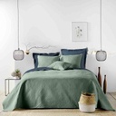 Couvre lit 2P matelas 220x240cm + 2 housse de coussin 60x60cm microfibre unie Romane cedre