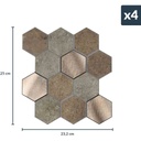 Credence adhésive 4 pièces 25x25cm mural Hexa beton