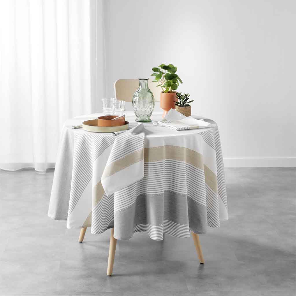 Nappe ronde diam:180cm coton/polyester tisse teint iliade