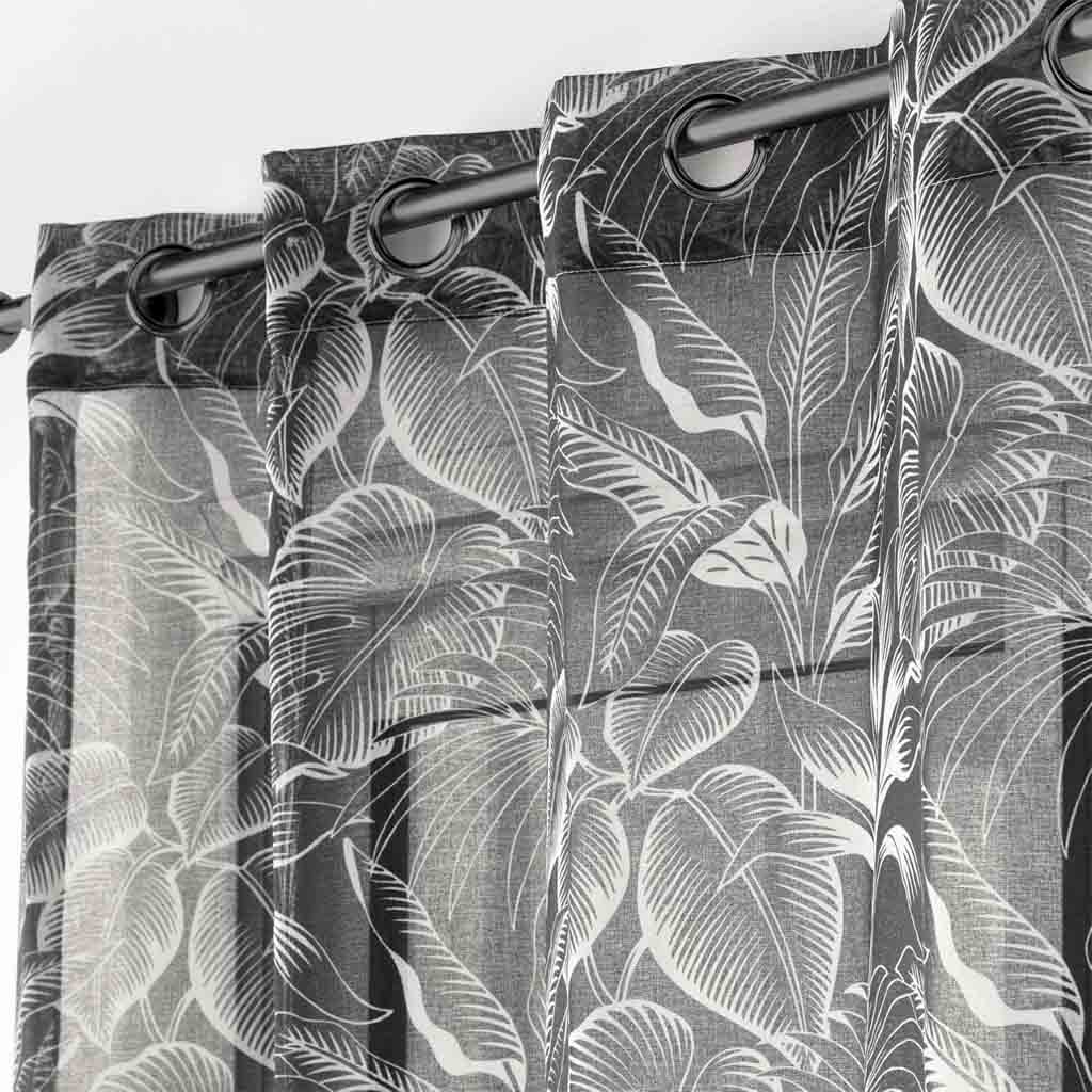 Panneau à oeillets 140x260cm voile sable imprimé CABANA Noir