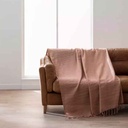 Plaids à frange 220x240cm coton uni+franges Lilia mocha
